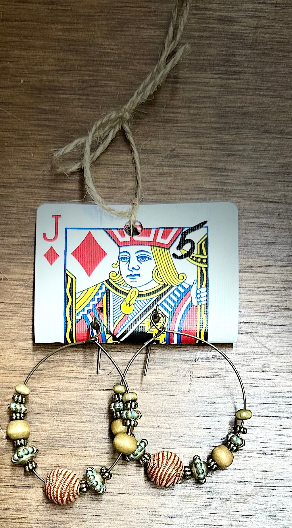 Bronze hoop earrings (Jack of diamonds)