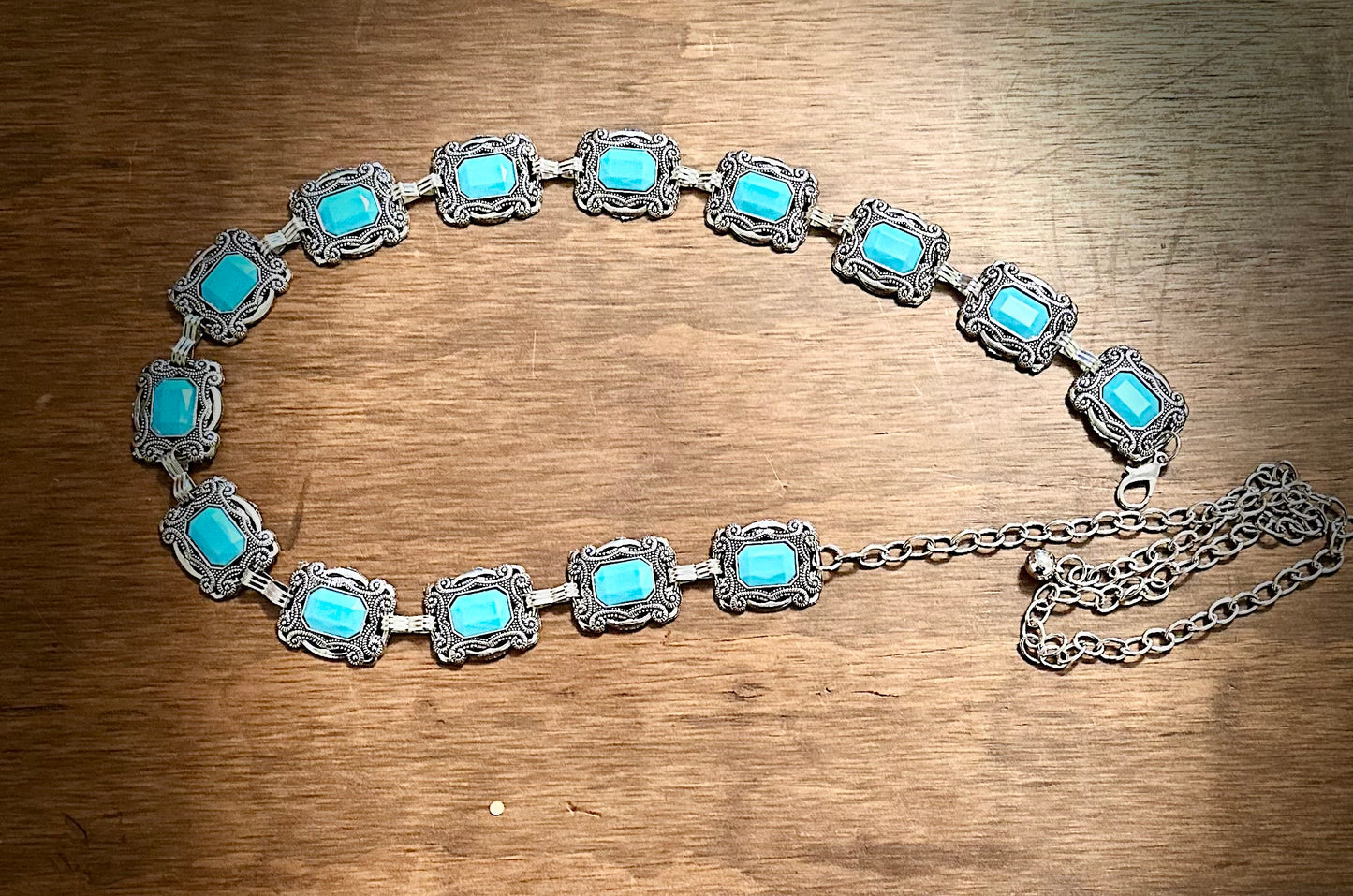 Turquoise and Silver Belt - XL