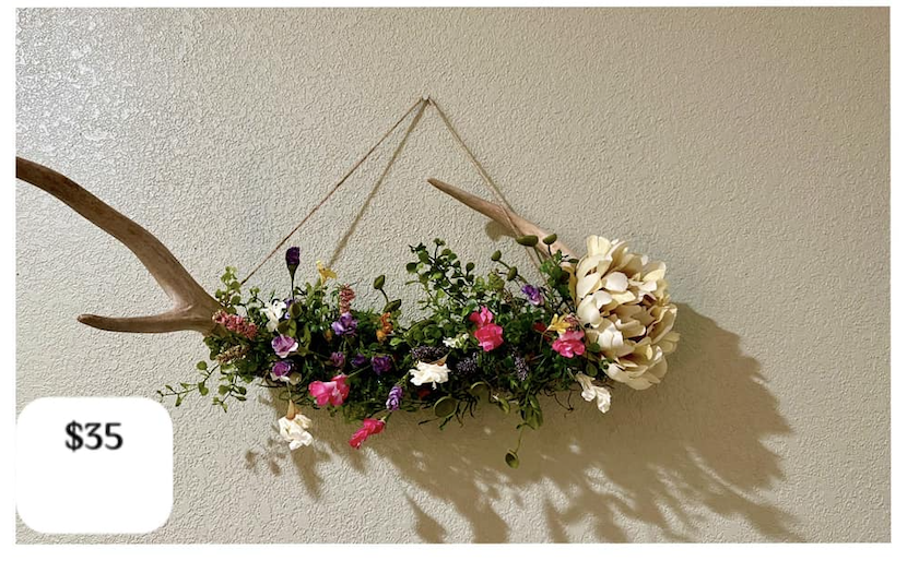 Floral hanging antler