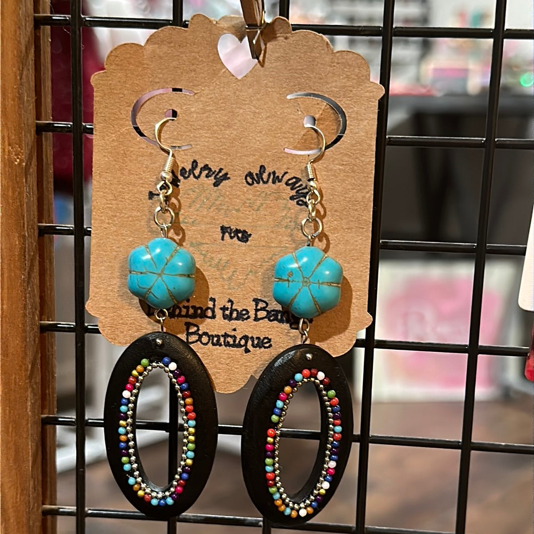 Turquoise and black earrings