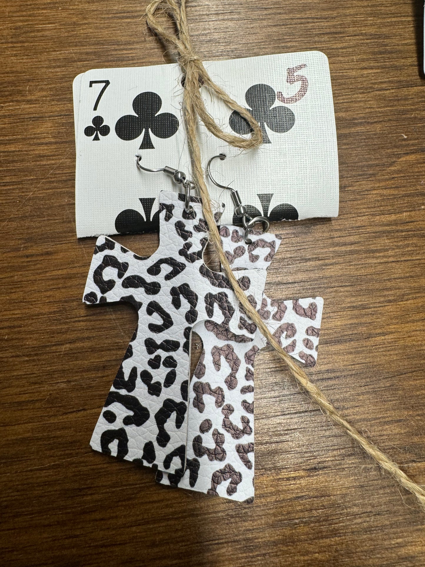 Animal print cross earrings