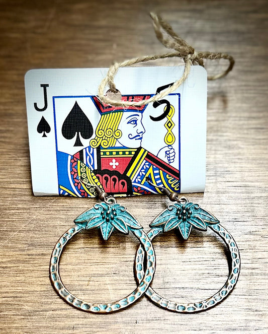 Bronze and turquoise earrings (Jack of spades)