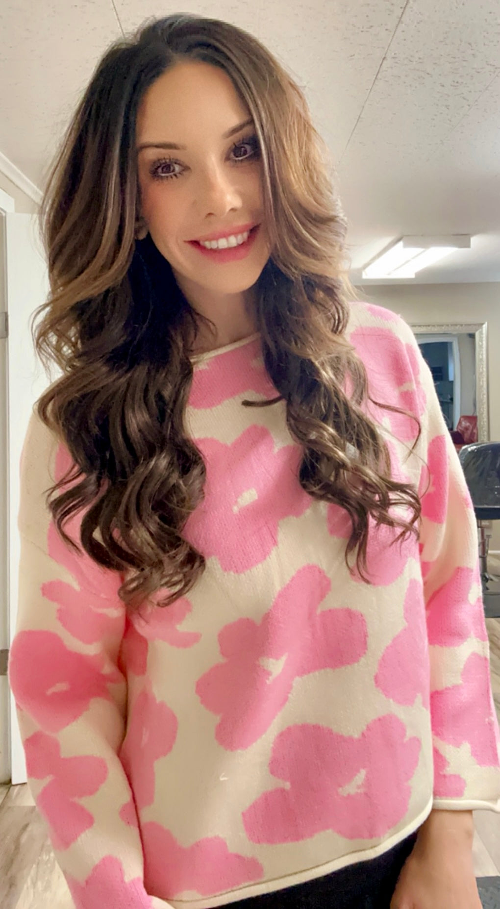 Pink flower sweater