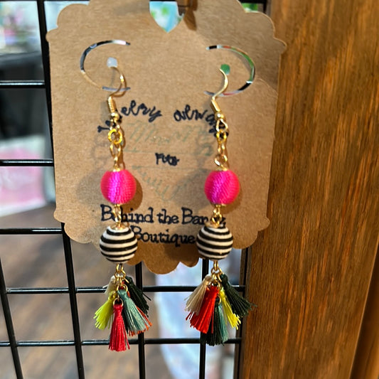 Colorful ball drop earrings