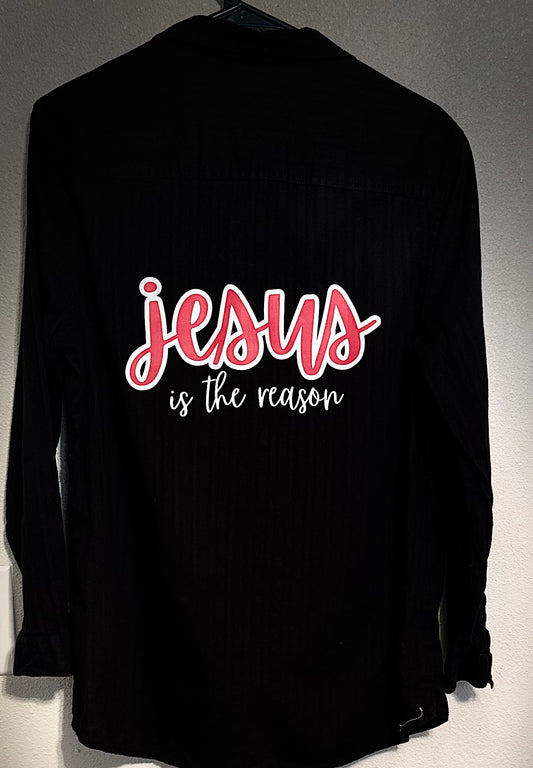 Jesus is the Reason black button up size L