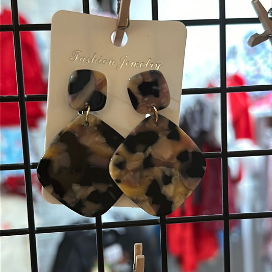 Black and tan marble earrings