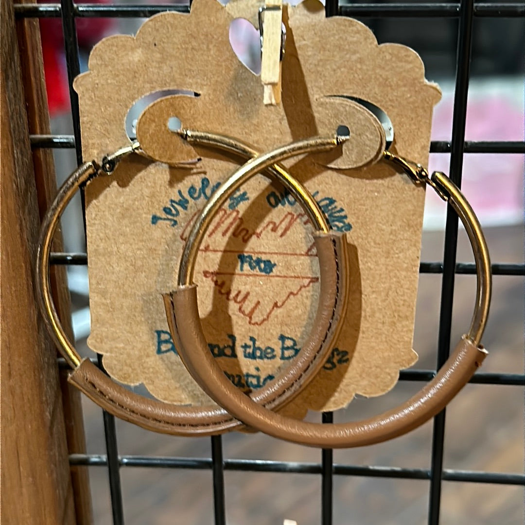 Brown and gold hoop earrings