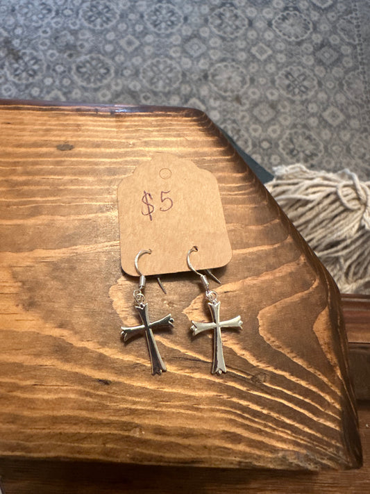 Silver cross earrings