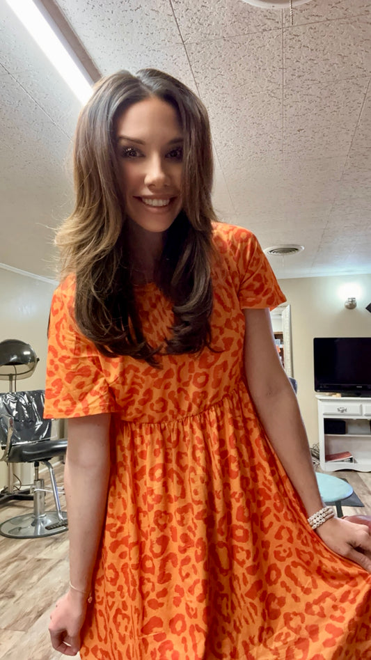 Orange Cheetah Dress - XL