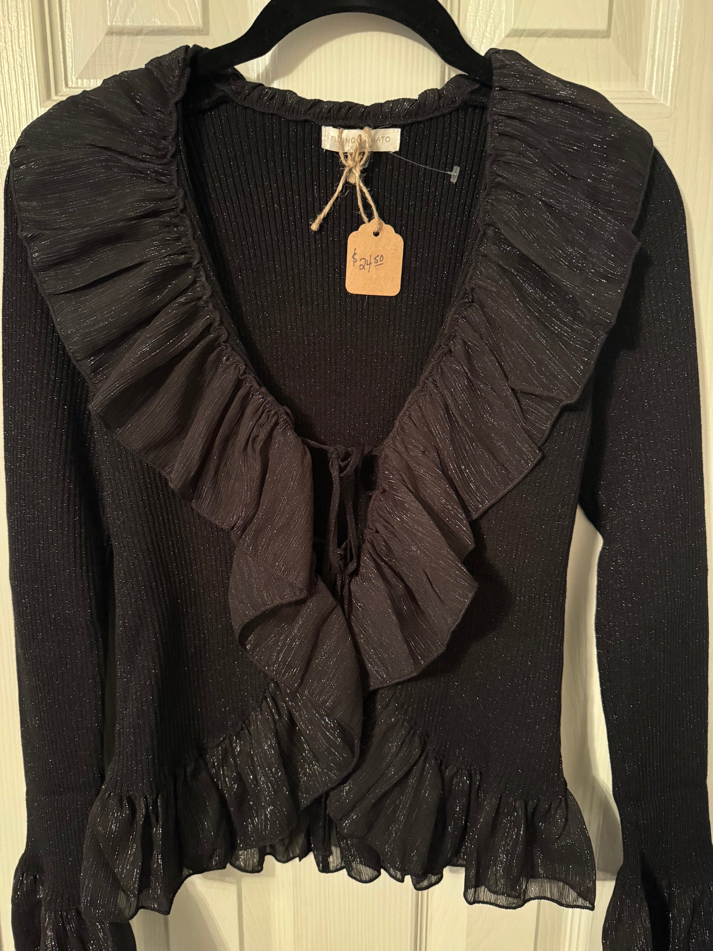 Black ruffle cardigan