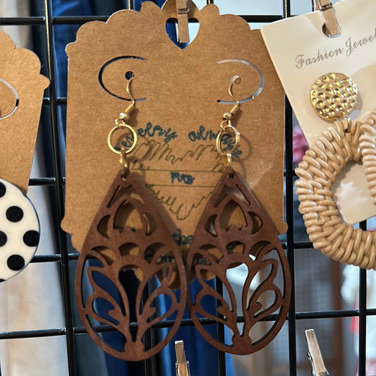 Brown wooden earrings