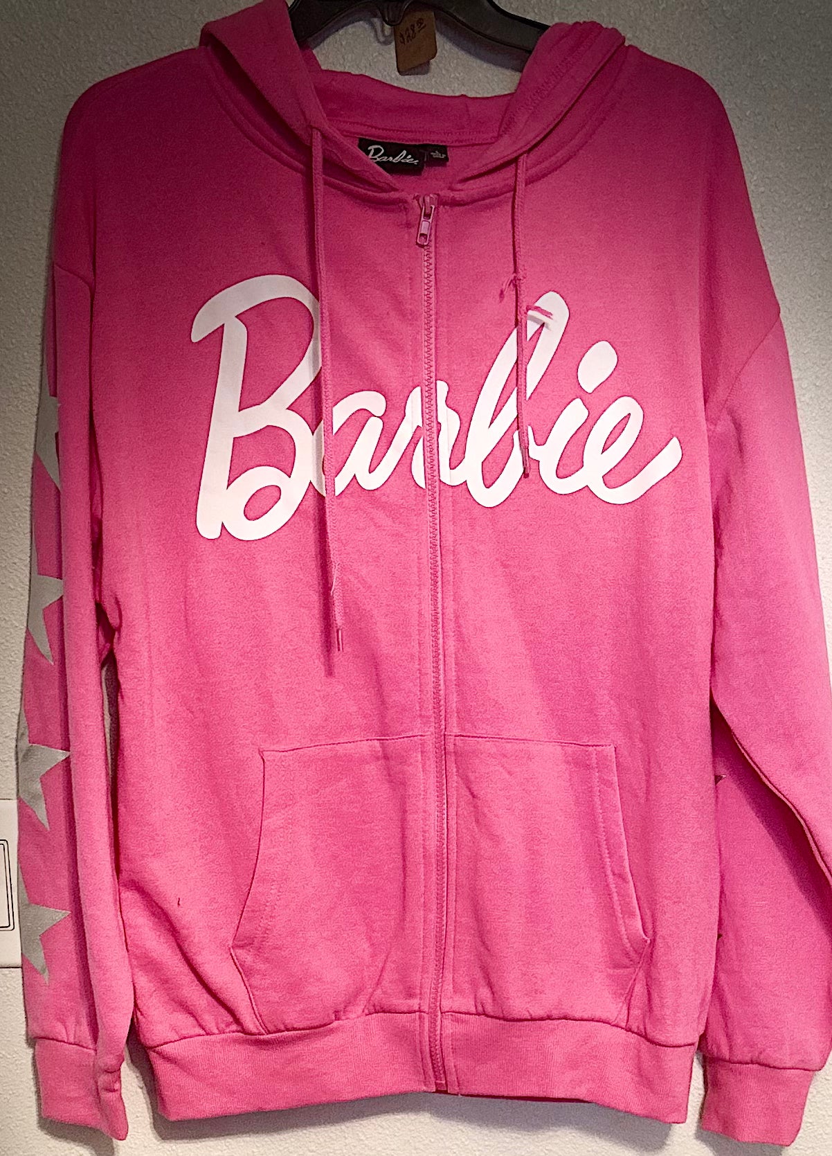 Barbie zip up hoodie, size large