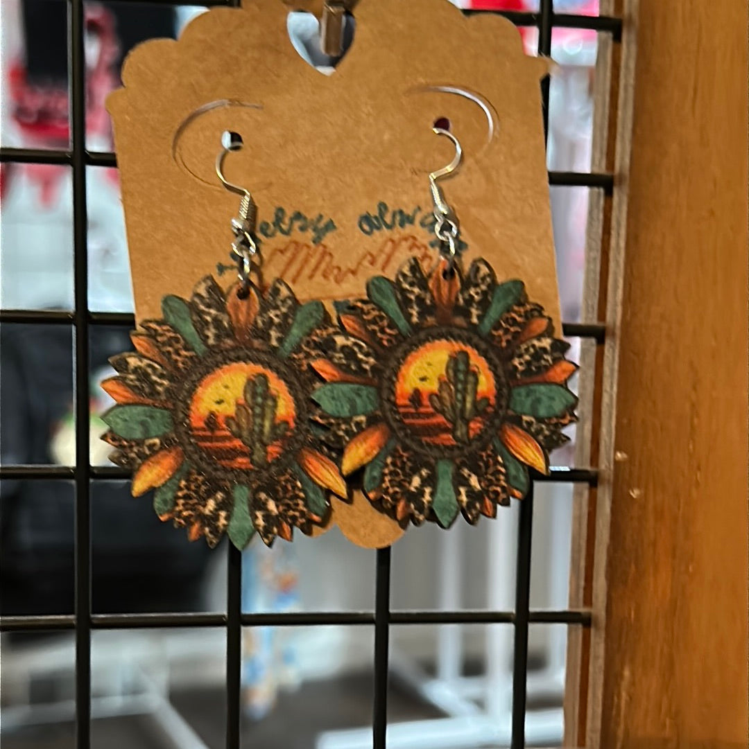 Western cactus, sunflower earring