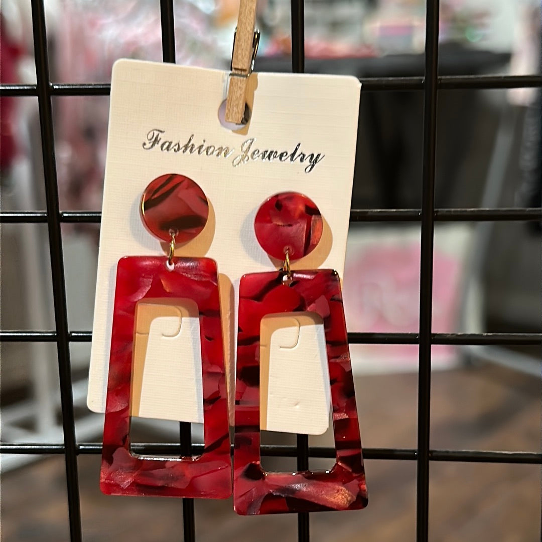 Red marble earrings