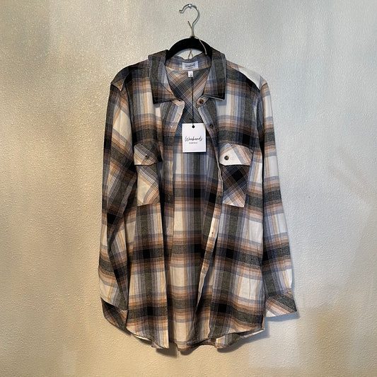 Plaid button up size large